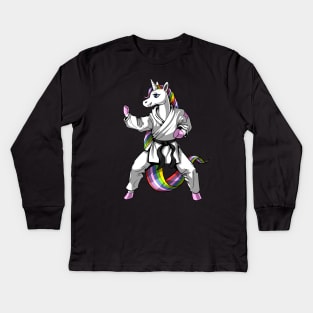 Karate Unicorn Kids Long Sleeve T-Shirt